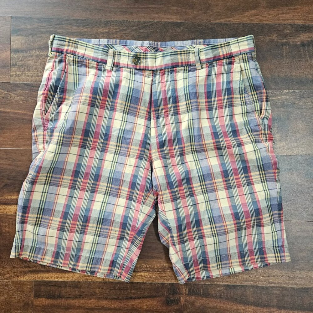 Brooks Brothers 346 Men's India Madras Plaid 11" Shorts - Size 34